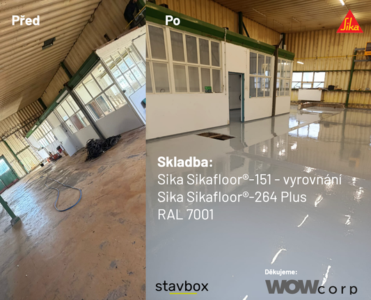 Sikafloor 151 a Sikafloor 264 Plus po úspěšné realizaci. Srovnání před a po.