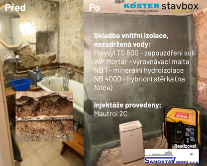 Ukázková skladba izolace Köster, před a po